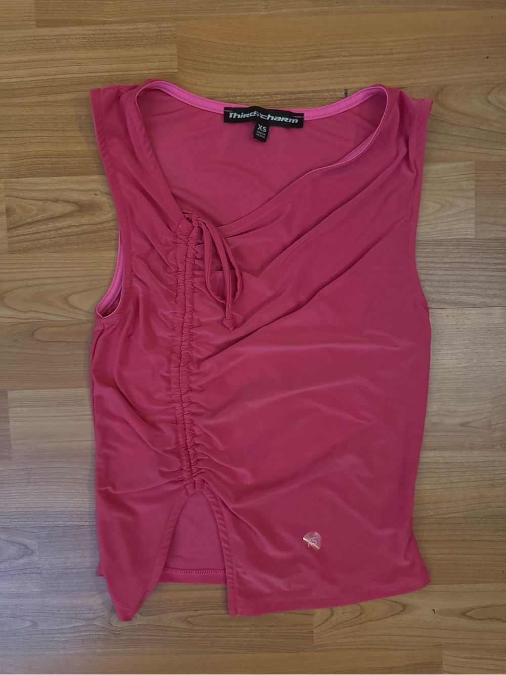 PacSun Pink Ruched Tie-Front Tank Top